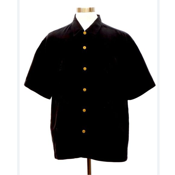 NWT CUBAVERA Black Shirt Men's 3X Short Sleeve Top Golf Bowling Preppy Classic - Picture 1 of 8